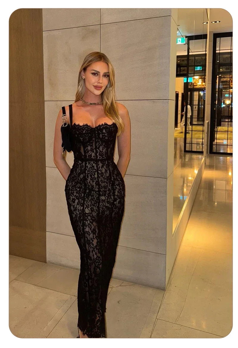The Midnight Lace Gown
