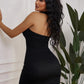 The Diamanté Deep-V Mini Dress in Khaki | Lavishly Me