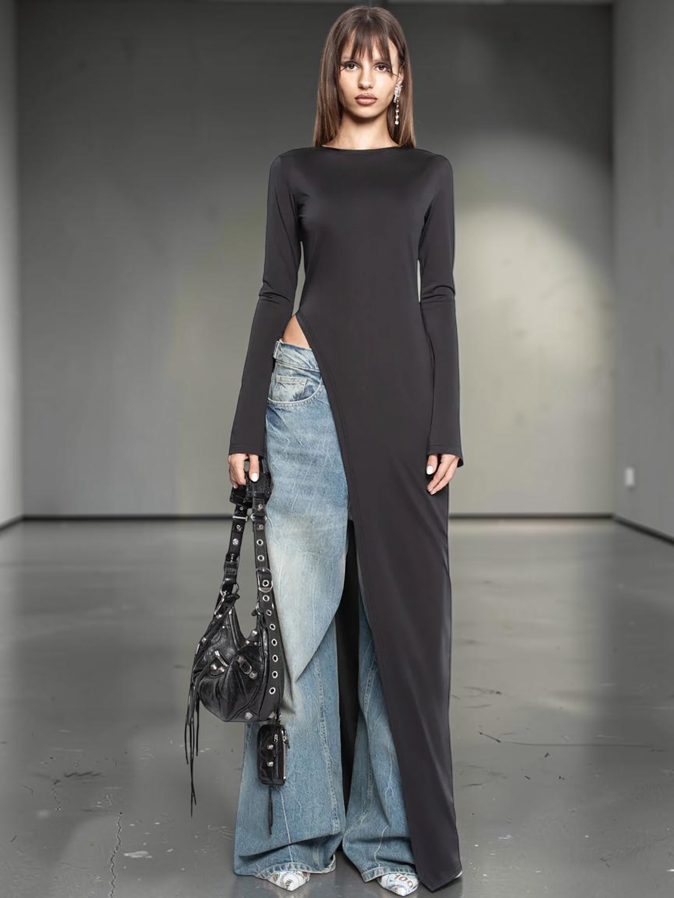 The Alessia High-Slit Maxi Dress in black | Lavishly Me