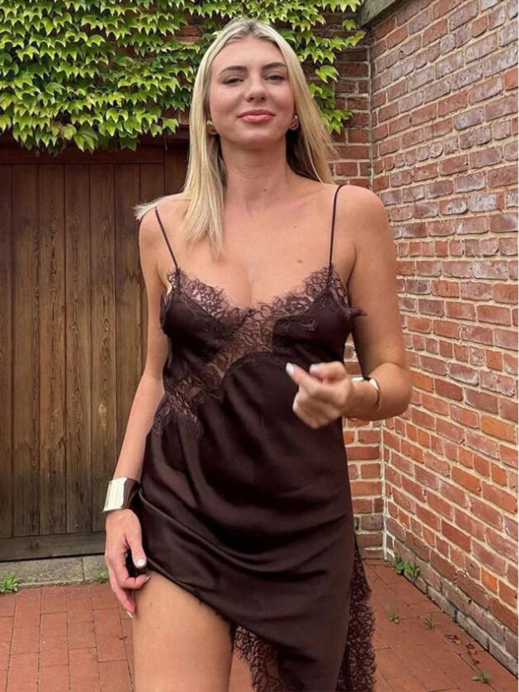 The Amélie Lace Satin Mini Dress