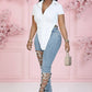 The Ellis V-Hem Button Blouse in WHITE | Lavishly Me
