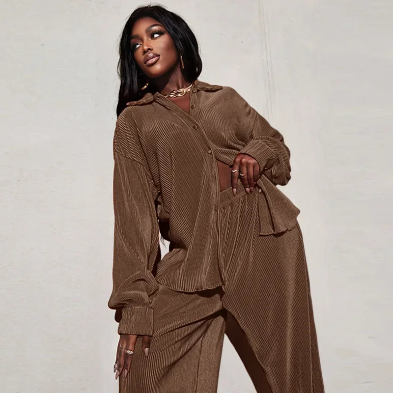 The Serena Wide-Leg Lounge Set in Blue | Lavishly Me