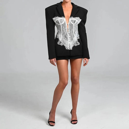 The Marlowe Lace Colorblock Blazer
