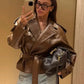 The Skye Faux Leather Button Statement Jacket