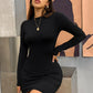 The Monroe Ruched Turtleneck Mini Dress in 1557- claret | Lavishly Me