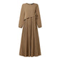 The Elara Pleated A-Line Maxi Dress from the Boss Energy at Lavishly Me