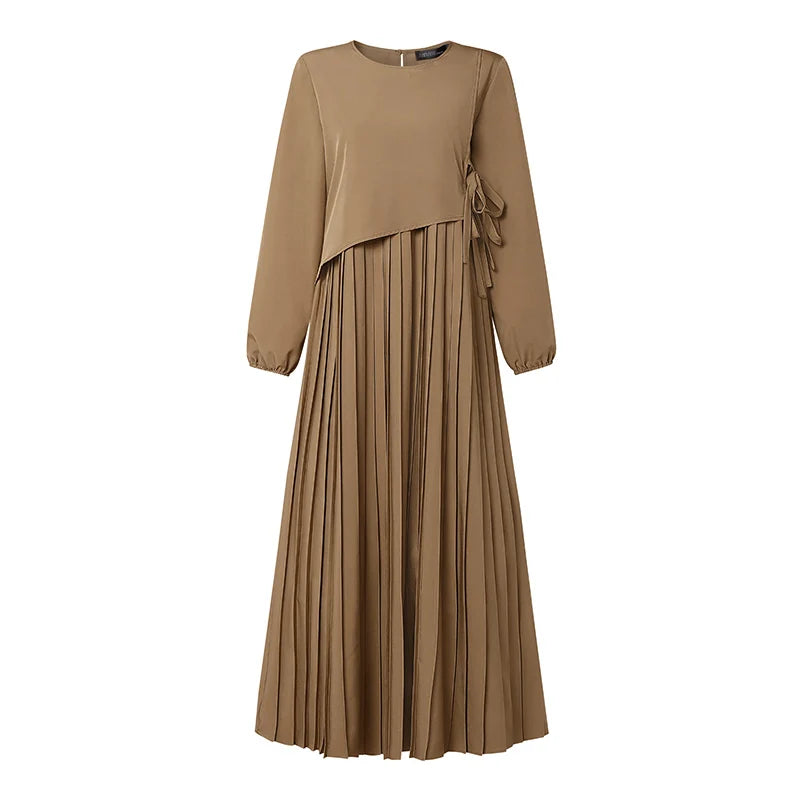 The Elara Pleated A-Line Maxi Dress from the Boss Energy at Lavishly Me