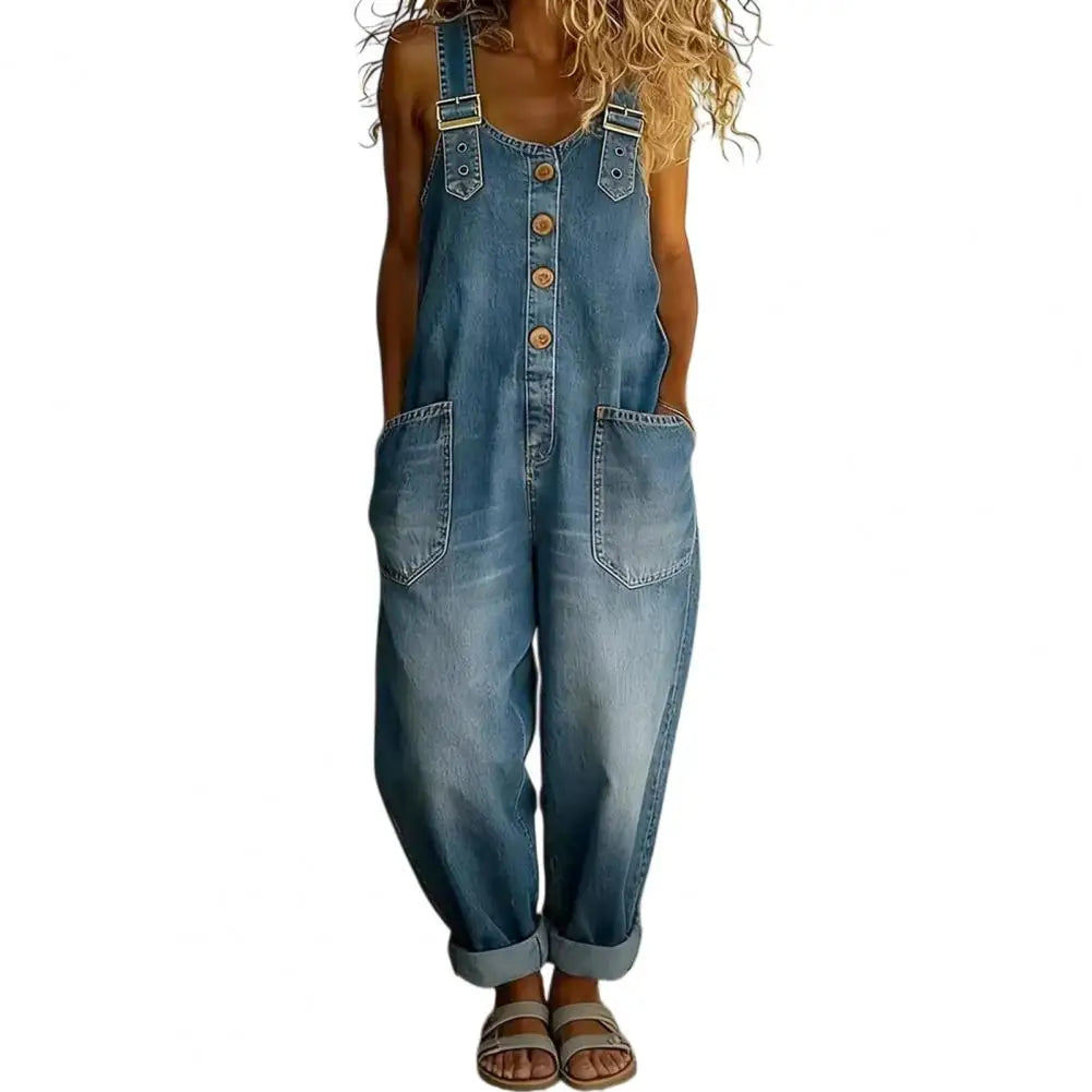 The Brooklyn Wide-Leg Denim Overalls