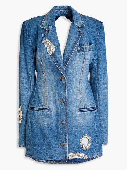 The Colette Beaded Patchwork Jacket in BLUE | Lavishly Me