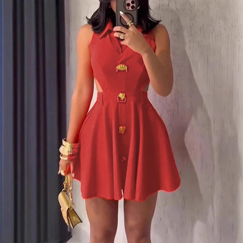 The Reina Pleated Cutout Mini Dress in 04 Black | Lavishly Me