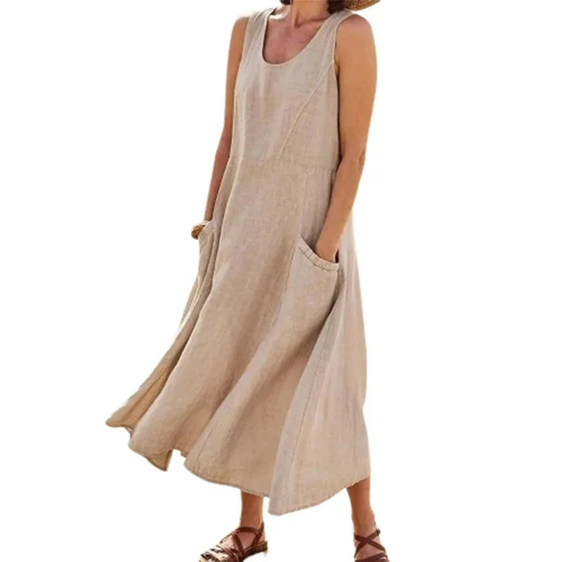 The Quinn Linen-Blend Pocket Dress in black | Lavishly Me