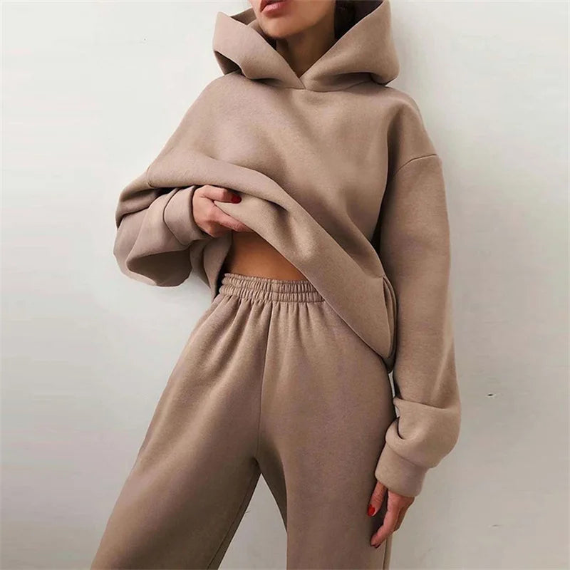 The Chalet Cozy Hoodie Jogger Set hooded two-piece jogging suit from Lavishly Me