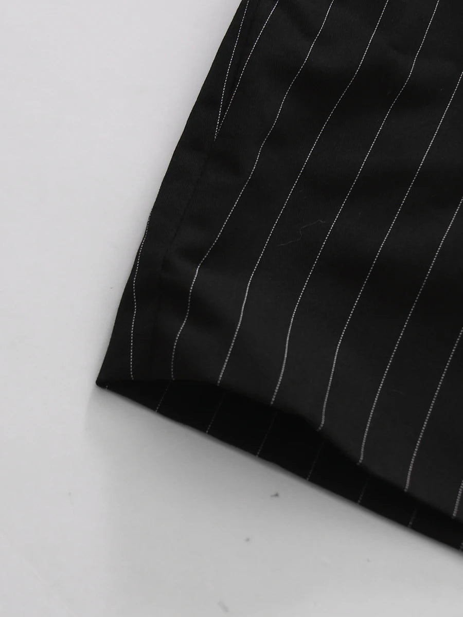 The Noir Pinstripe Blazer Dress