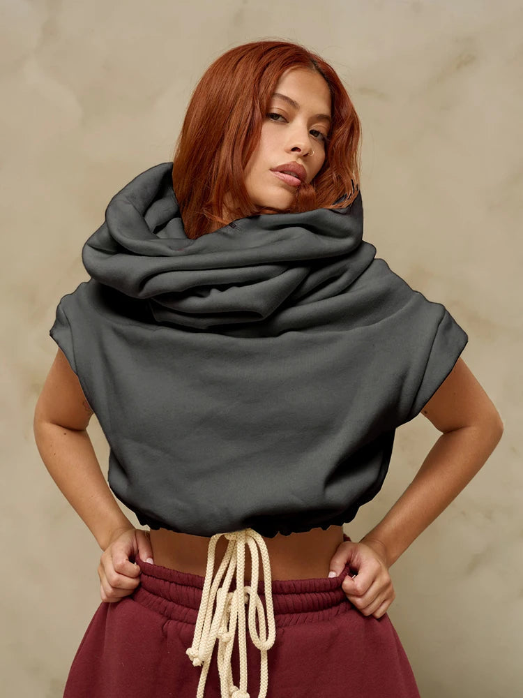 The Remi Shirred Hooded Tank in Brown | Lavishly Me