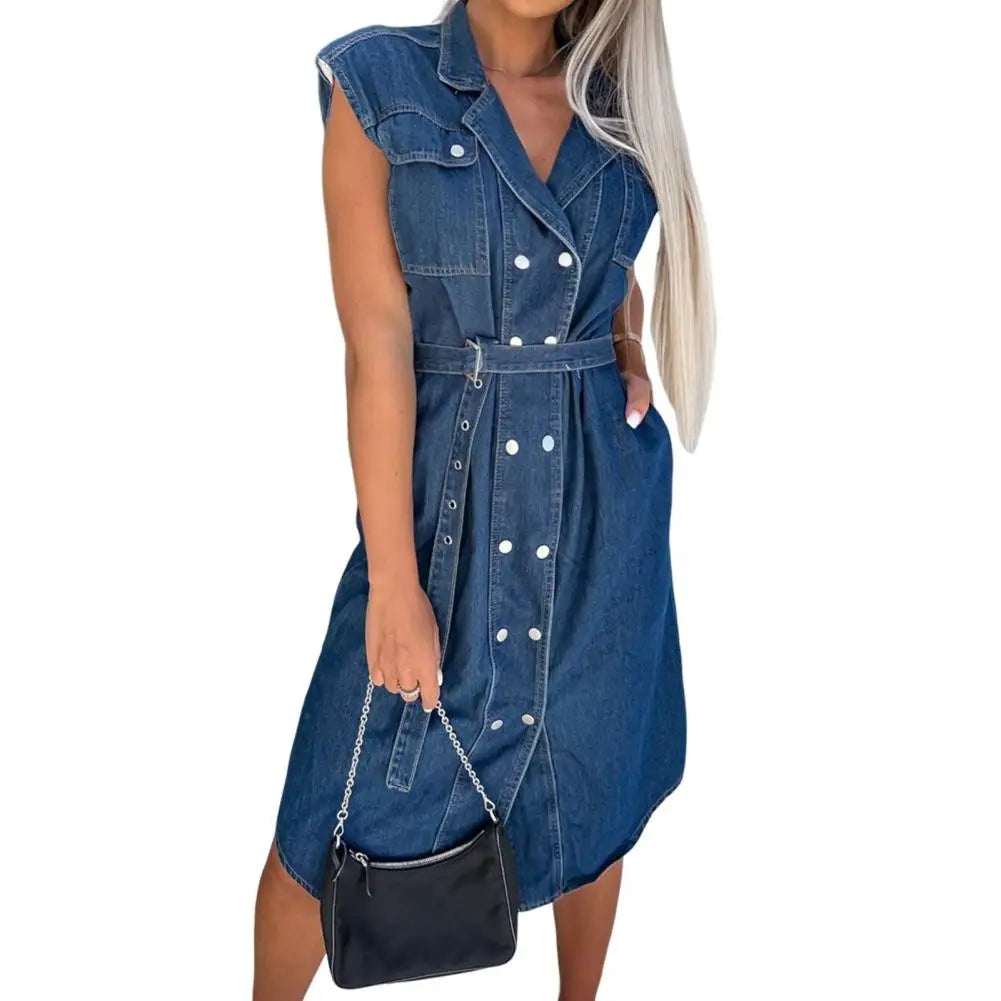 The Chelsea Tie-Waist Denim Dress