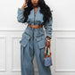 The Samara Denim Two-Piece Set in Blue | Lavishly Me