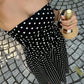 The Nadine Polka-Dot Ruffle Maxi Dress in black | Lavishly Me