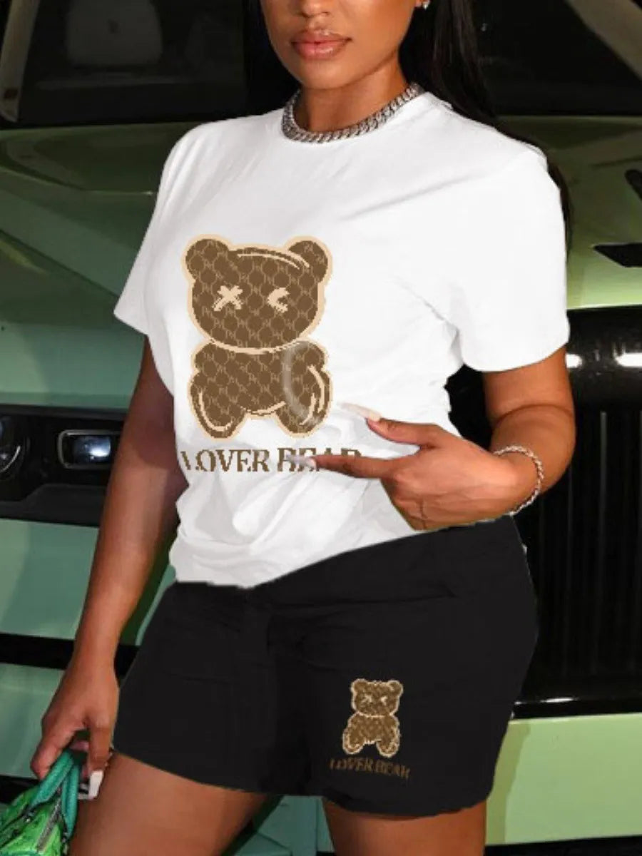 The Leona Bear Print Hooded Luxe Lounge Set