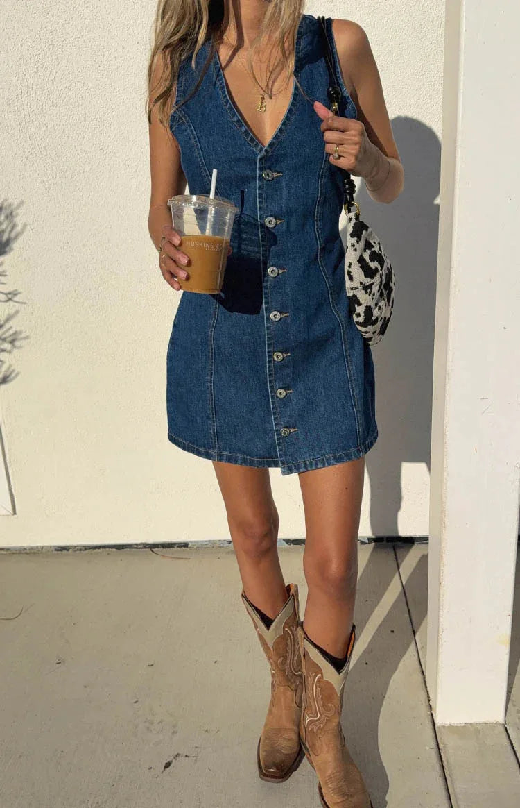 The Milano Denim Midi Dress