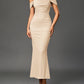 The Amara Ruched Corset Maxi Dress in Brown | Lavishly Me