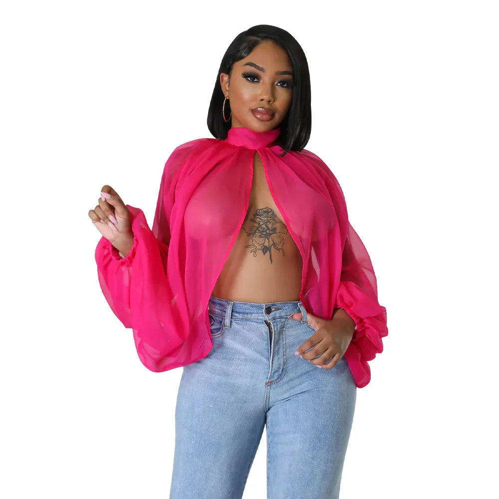 The Seraphina Sheer Tie Blouse in Women Blouses 13 | Lavishly Me