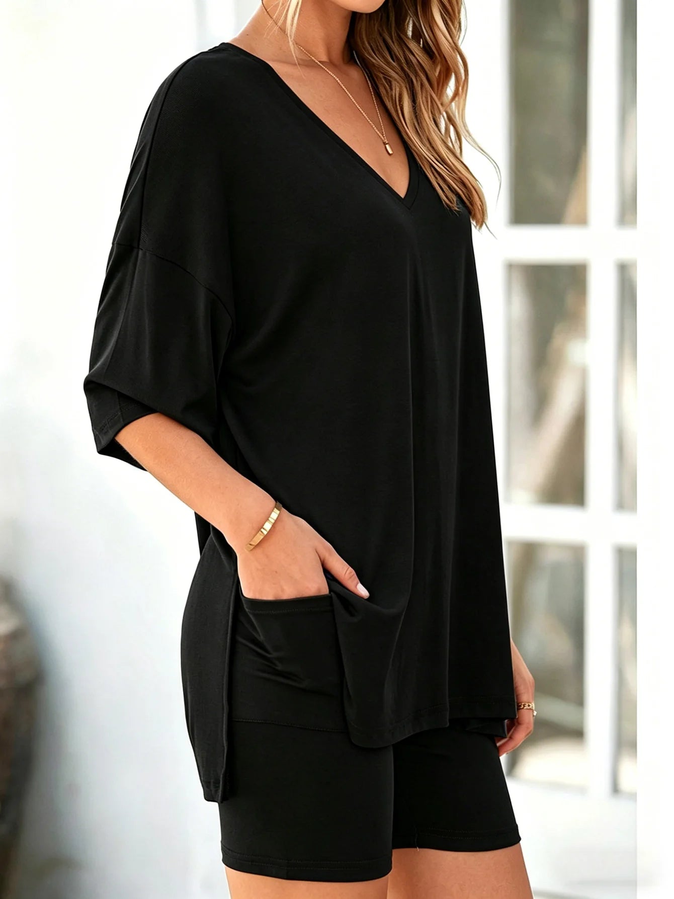 The Ease Short Lounge Set in black | Lavishly Me