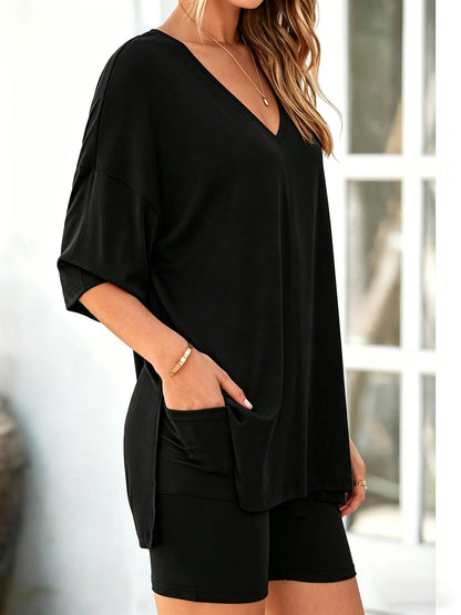 The Ease Short Lounge Set in black | Lavishly Me