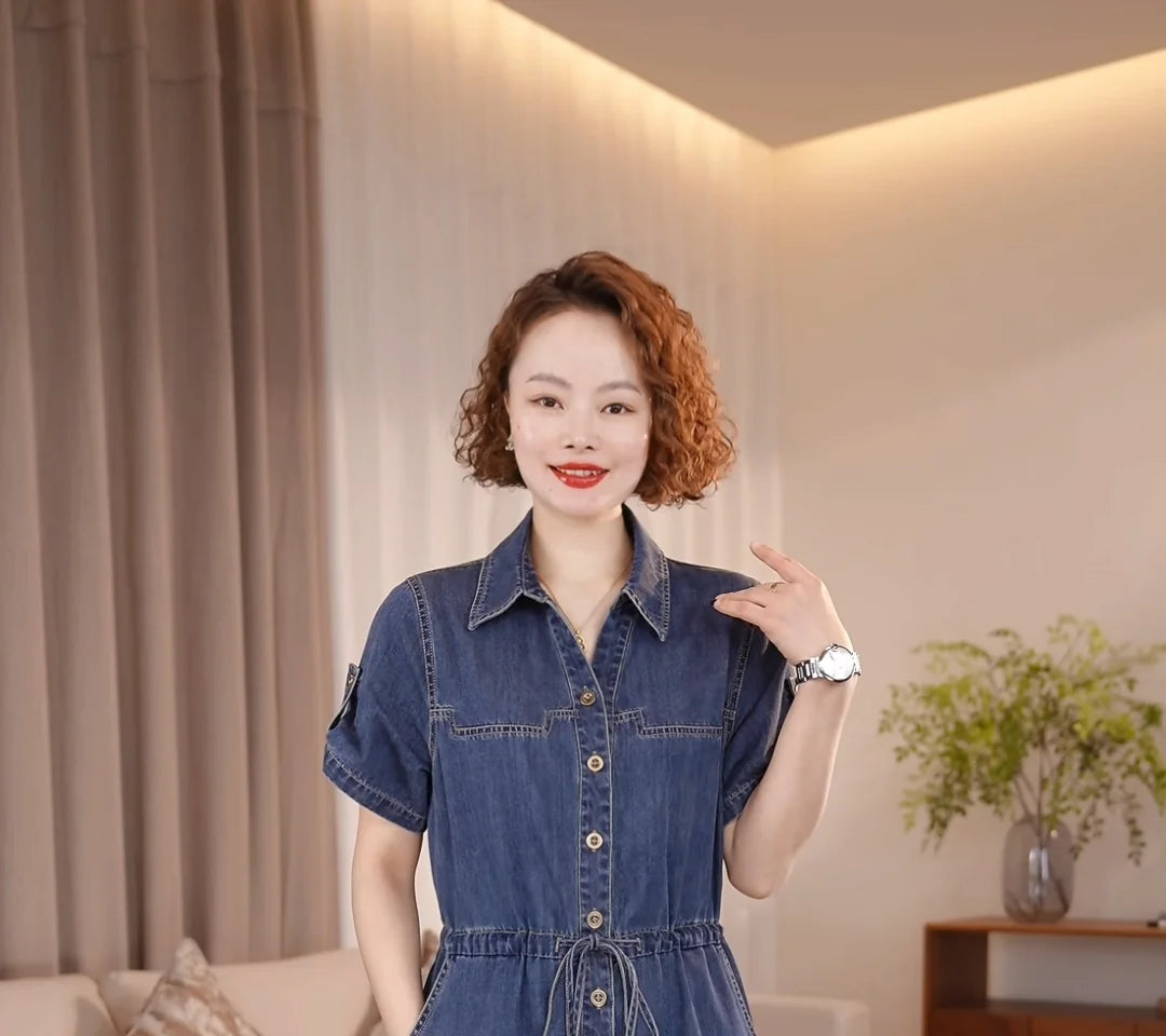 The Capri Button-Front Denim Dress