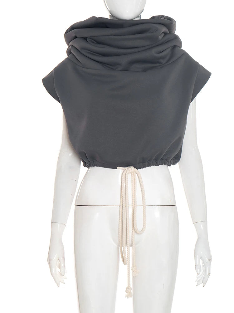The Remi Shirred Hooded Tank in GRAY | Lavishly Me