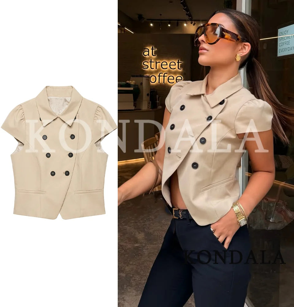The Madison Short-Sleeve Double-Breasted Blazer from the Boss Energy at Lavishly Me
