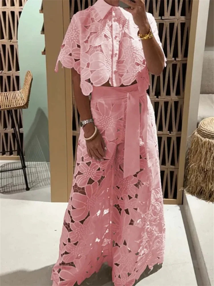 The Amalfi Lace Wide-Leg Set