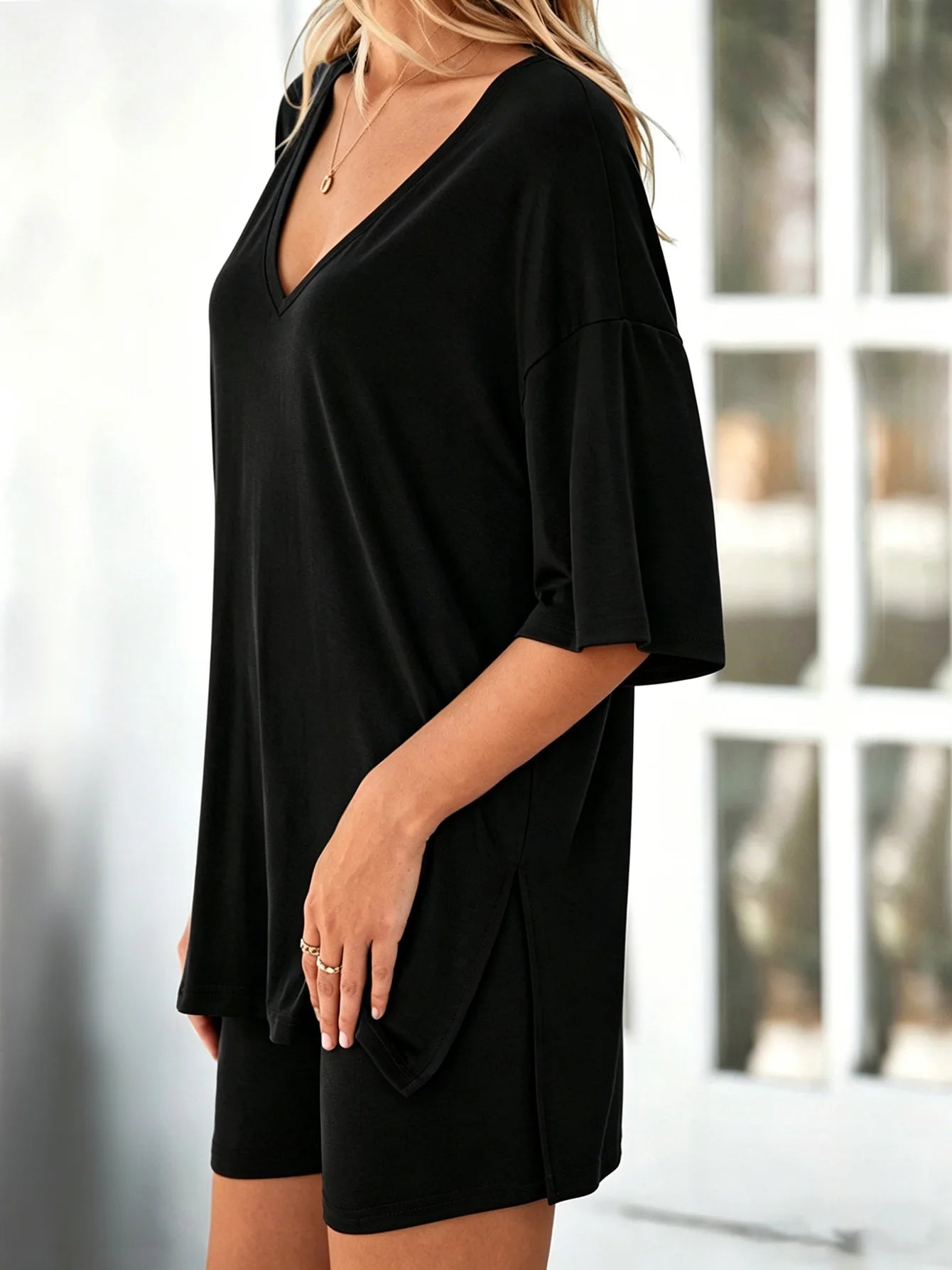 The Ease Short Lounge Set in black | Lavishly Me