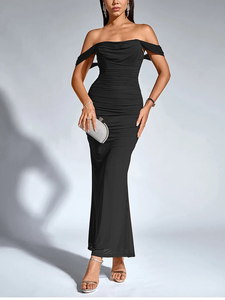 The Amara Ruched Corset Maxi Dress in Lilac | Lavishly Me