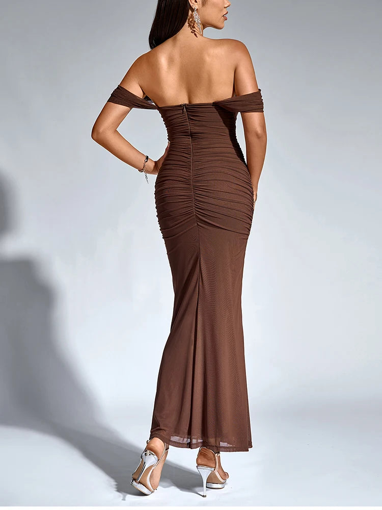 The Amara Ruched Corset Maxi Dress in Pink Floral | Lavishly Me