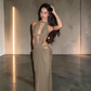 The Solana Cutout Halter Maxi Dress in Yellow | Lavishly Me