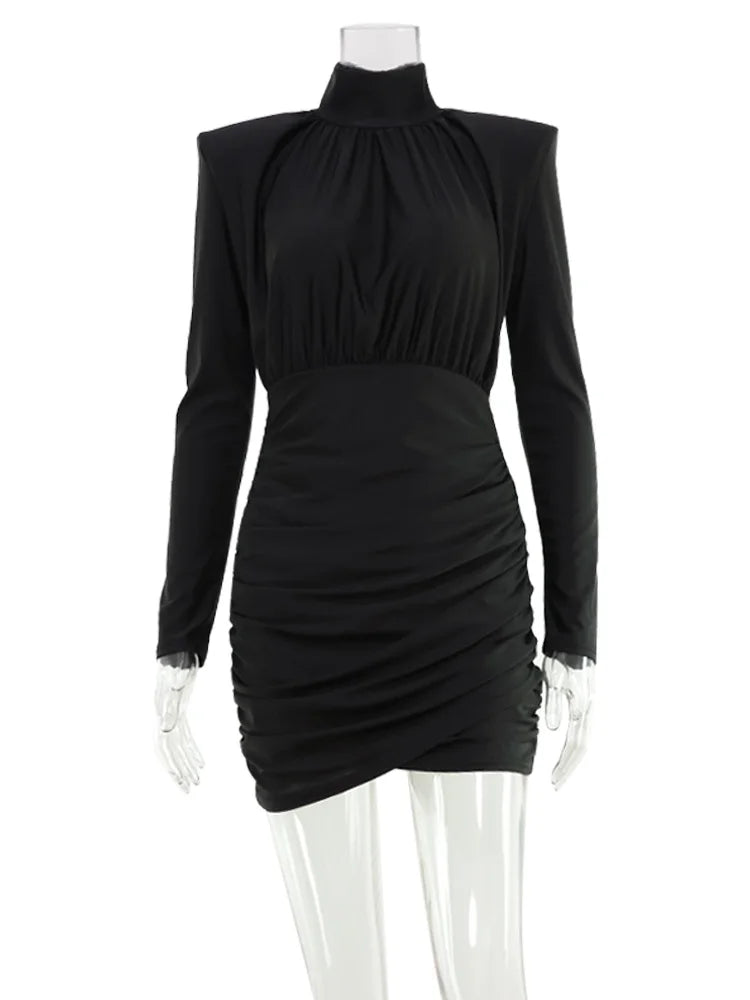 The Milan Turtleneck Mini Dress in Black | Lavishly Me