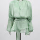 The Elodie Ruched Lantern-Sleeve Mini Dress in LIGHTORANGE | Lavishly Me