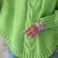 The Yasmin Knit Curve Sweater in Matcha | Lavishly Me