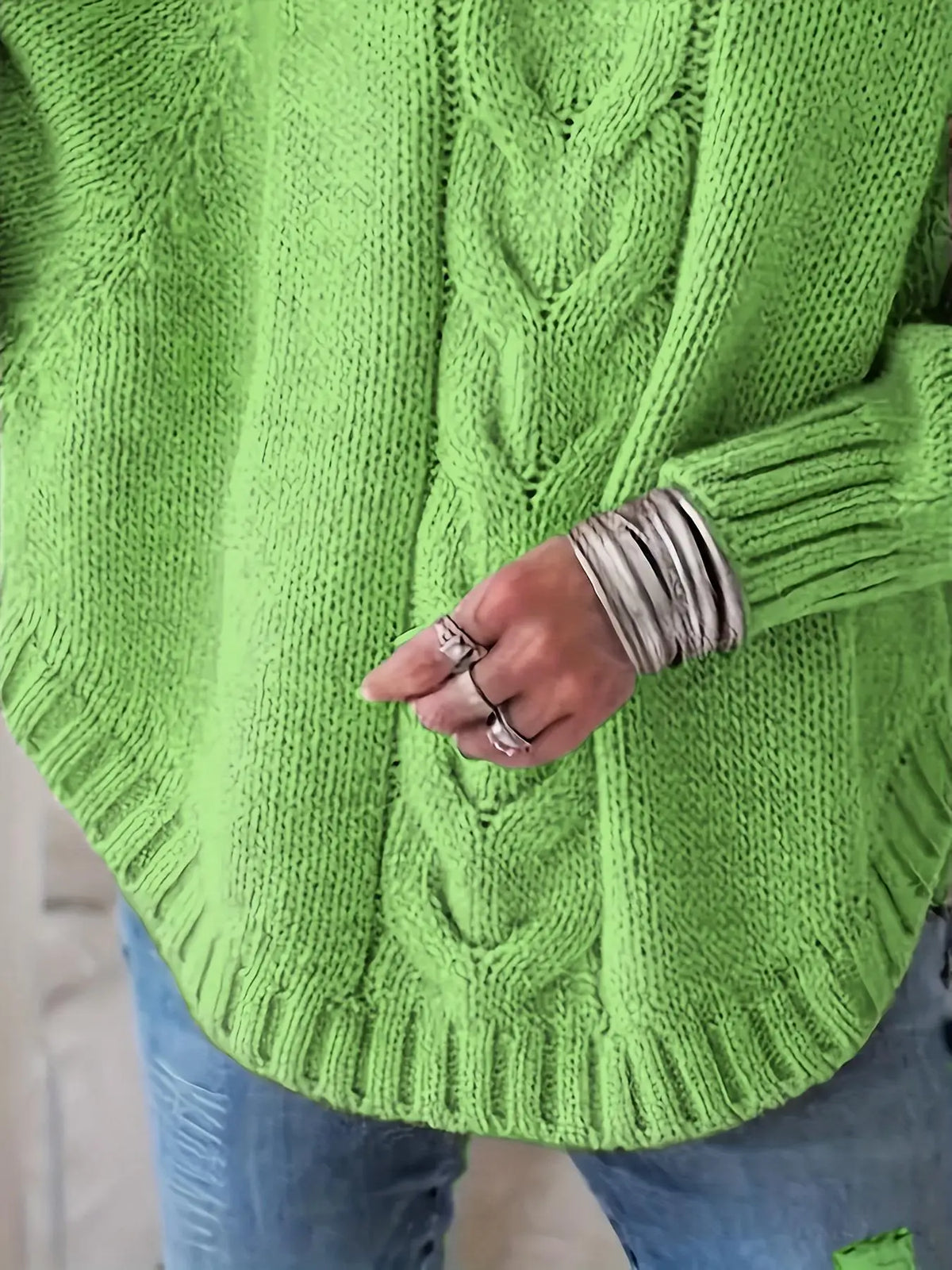 The Yasmin Knit Curve Sweater in Matcha | Lavishly Me