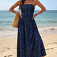 The Nadine Polka-Dot Ruffle Maxi Dress in DEEP BLUE | Lavishly Me