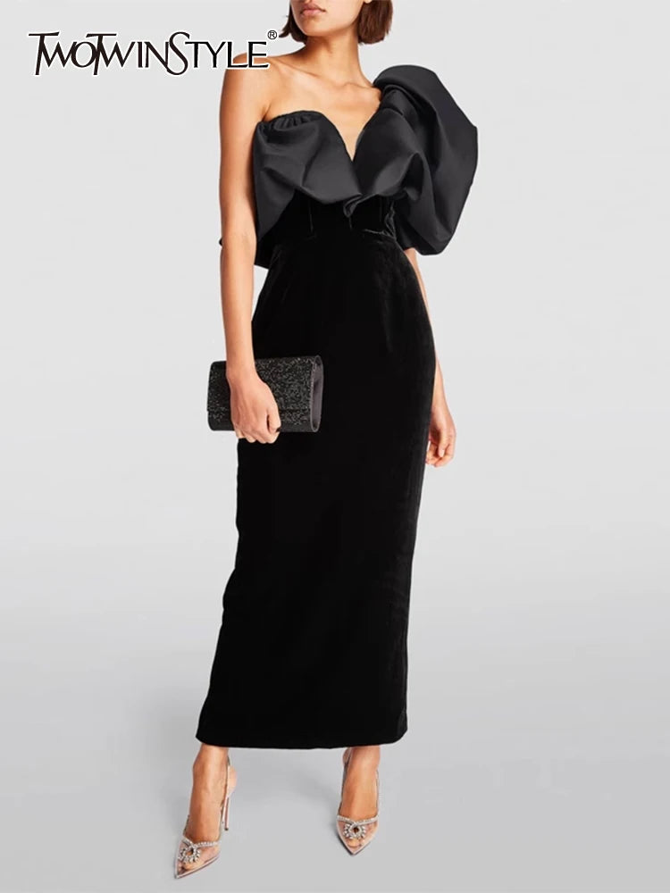 The Freya Diagonal-Neck Backless Dress in BLACK | Lavishly Me
