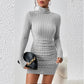 The Sasha Knit Turtleneck Mini Dress in Green | Lavishly Me