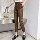 The Verity Leather Pants in 715 wine red | Lavishly Me