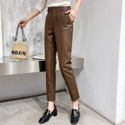 The Verity Leather Pants in 715 wine red | Lavishly Me
