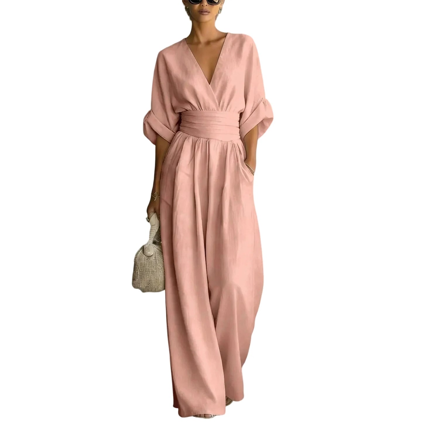 The Valencia Wide-Leg Jumpsuit in Lake Blue | Lavishly Me