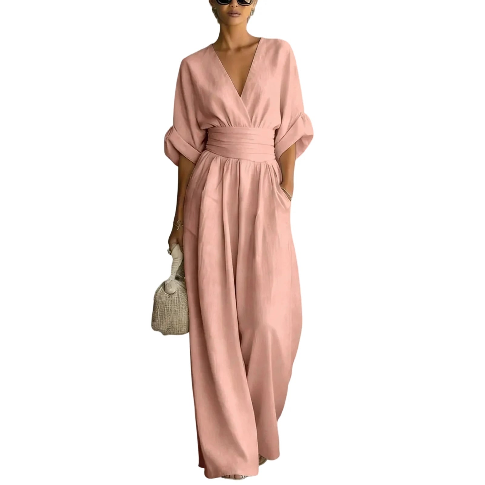 The Valencia Wide-Leg Jumpsuit in Lake Blue | Lavishly Me