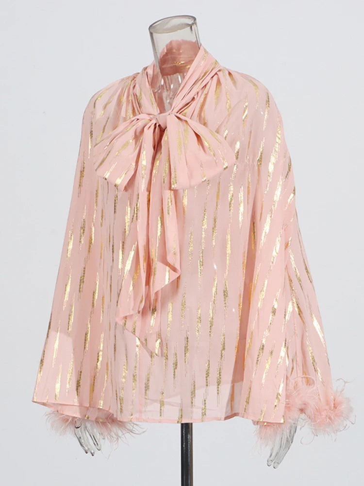 The Celeste Feather-Trim Blouse from the Soft & Sophisticated at Lavishly Me