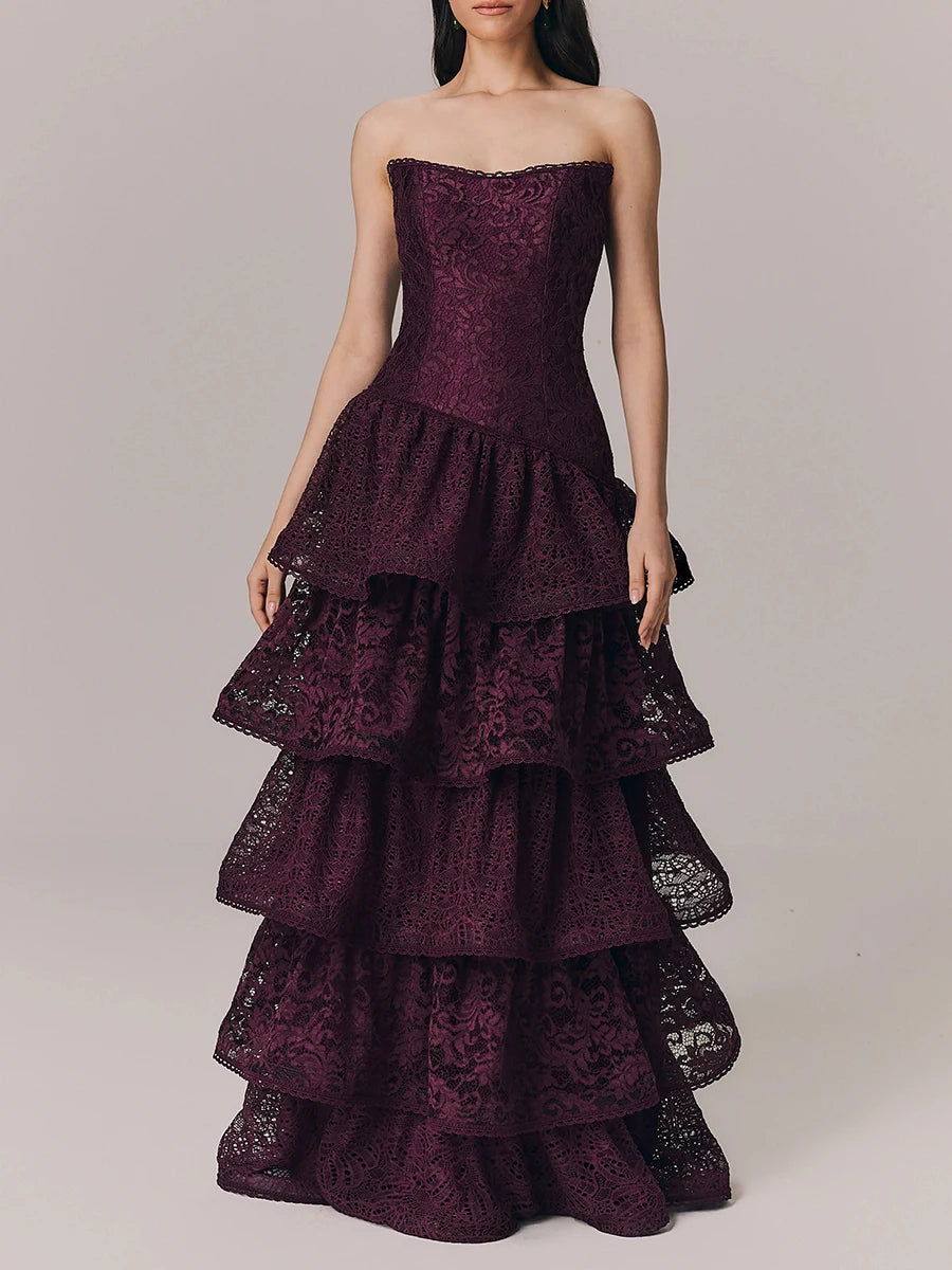 The Alessandra Lace Ruffle Maxi Dress from the Soft & Sophisticated at Lavishly Me