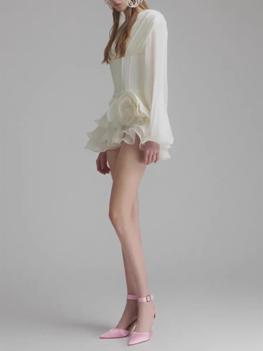 The Rosamund Ruffle Appliqué Mini Dress from the Celebration Edit at Lavishly Me