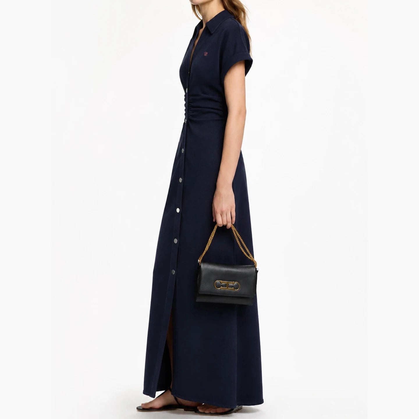 The Monroe Embroidered Denim Midi Dress from the Boss Energy at Lavishly Me